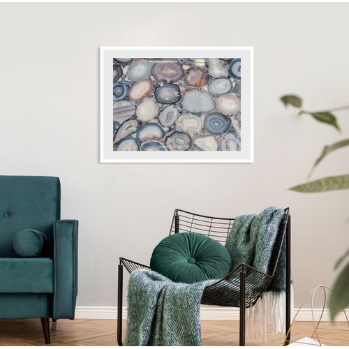 4049009916246 - Bild QUEENCE Hope Bilder Gr B H 40 cm x 30 cm Wandbild Abstrakt Querformat blau (weiß) Kunstdrucke Abstrakt gerahmt Marmor