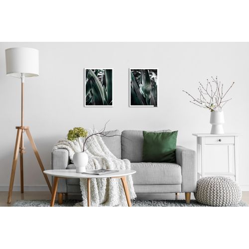 4067437736625 - Bild mit Rahmen BRUNO BANANI Blätter - Gerahmter Digitaldruck Wandbild Bilder Gr B H 30 cm x 40 cm Wandbild Blätter Hochformat 1 St schwarz (schwarz grün) Bilder mit Rahmen 2x 30x40 cm - Holzrahmen Dekoration Weißer
