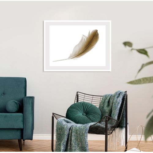 4049009915522 - Bild QUEENCE Malena Bilder Gr B H 40 cm x 30 cm Wandbild Federn Querformat goldfarben (weiß) Kunstdrucke gerahmt Federn 4049009915522 - Bild QUEENCE Malena Bilder Gr B H 40 cm x 30 cm Wandbild Federn Querformat goldfarben (weiß) Kunstdrucke gerahmt Federn