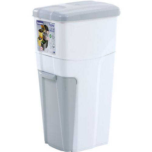 4250004837225 - Mülltrennsystem BISCHOF BAMA Trypla grau (weiß grau) B28cm H70cm T39cm Kunststoff Mülleimer Dreifach-Mülltrennung 4250004837225 - Mülltrennsystem BISCHOF BAMA Trypla grau (weiß grau) B28cm H70cm T39cm Kunststoff Mülleimer Dreifach-Mülltrennung