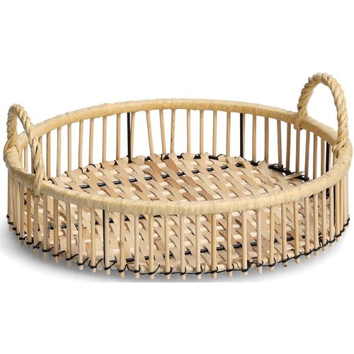 4003368251707 - Tablett ZELLER PRESENT beige (natur) H125cm Ø32cm Metall Rattan Tabletts Ø 32 cm 4003368251707 - Tablett ZELLER PRESENT beige (natur) H125cm Ø32cm Metall Rattan Tabletts Ø 32 cm