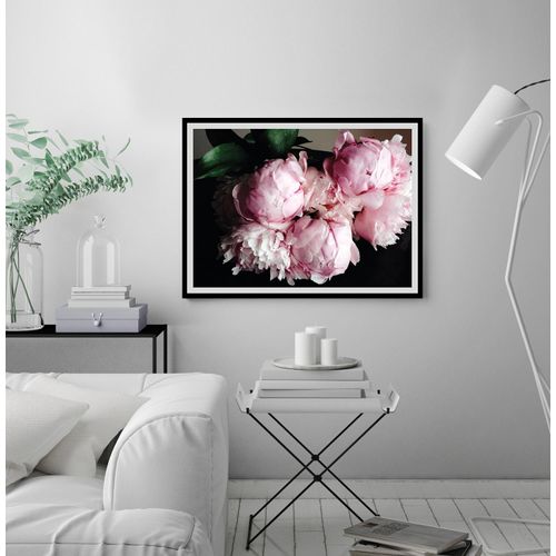 4049009914082 - Bild QUEENCE Gunni Bilder Gr B H 40 cm x 30 cm Wandbild Blumen Querformat rosa (schwarz) Kunstdrucke gerahmt Rosen