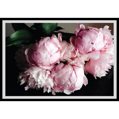 4049009914099 - Bild QUEENCE Gunni Bilder Gr B H 50 cm x 40 cm Wandbild Blumen Querformat rosa (schwarz) Kunstdrucke gerahmt Rosen