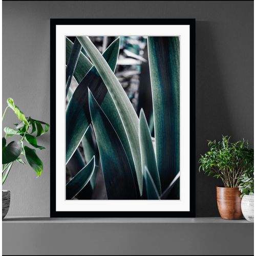 4049009900320 - Bild QUEENCE Juli Bilder Gr B H 30 cm x 40 cm Wandbild Blätter Hochformat grün (schwarz) Kunstdrucke gerahmt Blätter