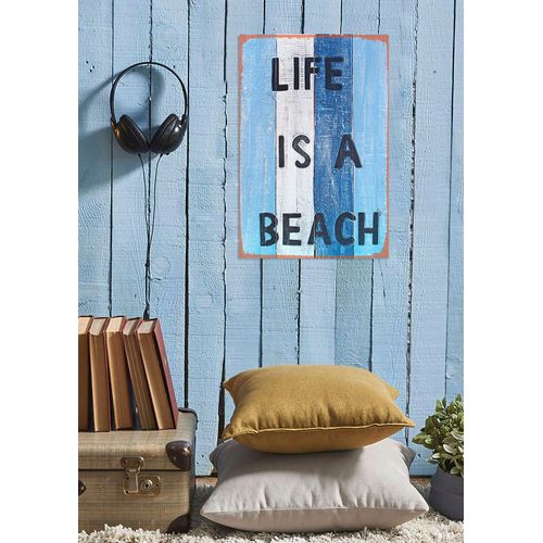 4067437338126 - Metallbild QUEENCE Life is a beach Bilder Gr B H 30 cm x 45 cm Metallbild Strand Hochformat 1 St weiß Metallbilder Stahlschilder