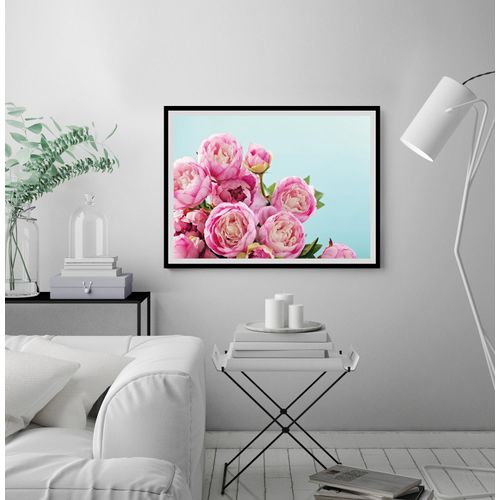 4049009914495 - Bild QUEENCE Marisa Bilder Gr B H 60 cm x 50 cm Wandbild Blumen Querformat rosa (schwarz) Kunstdrucke gerahmt Rosen