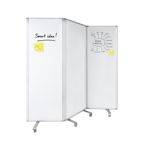 4066088498586 - Floordirekt - Mobile Trennwand Whiteboard 3-teilig 180 x 180 cm - Weiß 4066088498586 - Floordirekt - Mobile Trennwand Whiteboard 3-teilig 180 x 180 cm - Weiß