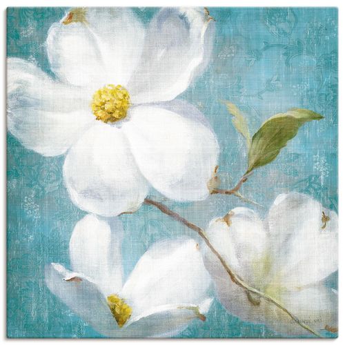 4055327723411 - Wandbild ARTLAND Vintage Blüte IV Bilder Gr B H 70 cm x 70 cm Leinwandbild Blumen quadratisch 1 St blau Bild Poster Bilder als Leinwandbild Wandaufkleber oder in versch Größen