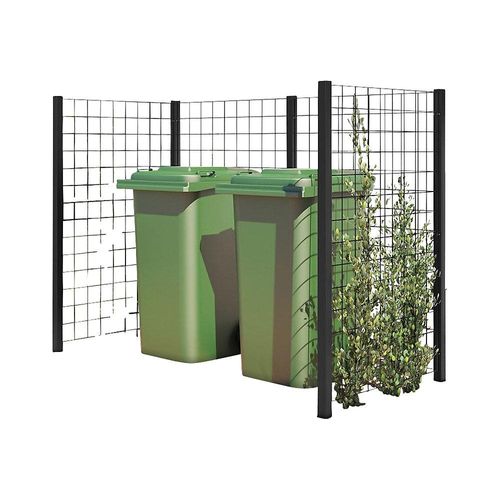 5703393166555 - Mülltonnenabtrennung Stahlspalier LxBxH 1935 x 990 x 1470 mm schwarz