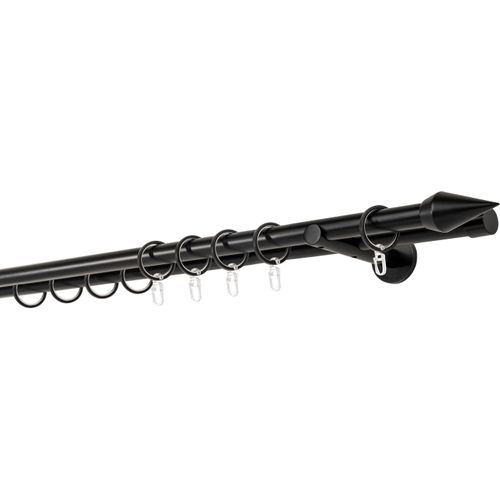 4066866131995 - Gardinenstange auf Maß 20mm Kegel 2-lauf Vorhangstange Wandträger 12cm Stilgarnitur mit Ringen für Vorhänge - Schwarz - 160cm 4066866131995 - Gardinenstange auf Maß 20mm Kegel 2-lauf Vorhangstange Wandträger 12cm Stilgarnitur mit Ringen für Vorhänge - Schwarz - 160cm