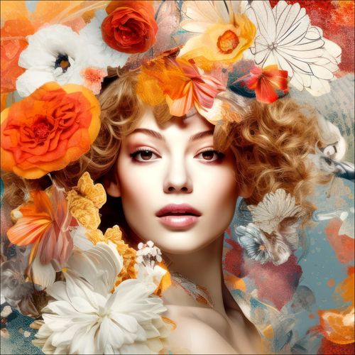 4019449518713 - Glasbild FLOWERS ON HER HEAD 4019449518713 - Glasbild FLOWERS ON HER HEAD