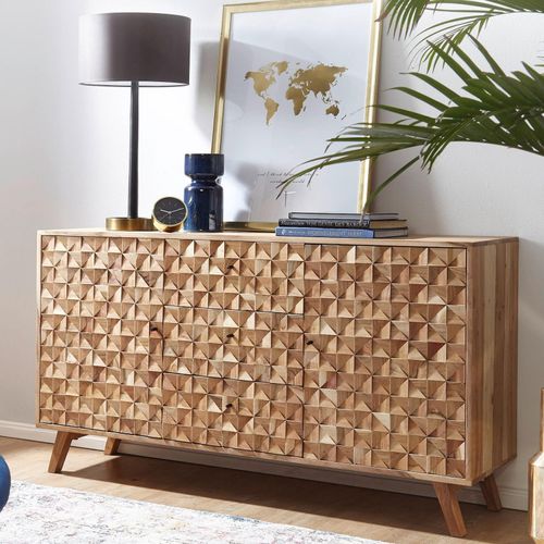4250950286245 - Sideboard 140x785x40 cm Anrichte Massivholz Akazie Schrank Braun Landhaus-Stil Kommode mit 3 Schubladen & 2 Türen Flurschrank Echtholz 4250950286245 - Sideboard 140x785x40 cm Anrichte Massivholz Akazie Schrank Braun Landhaus-Stil Kommode mit 3 Schubladen & 2 Türen Flurschrank Echtholz