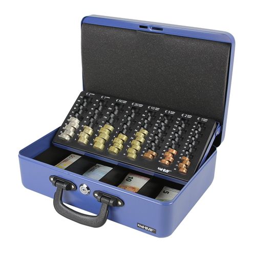 4010537223755 - HMF - 22037-05 Geldkassette 2 Tragegriffe Geldzählkassette Scheinfächer 36 x 25 x 11 cm blau 4010537223755 - HMF - 22037-05 Geldkassette 2 Tragegriffe Geldzählkassette Scheinfächer 36 x 25 x 11 cm blau