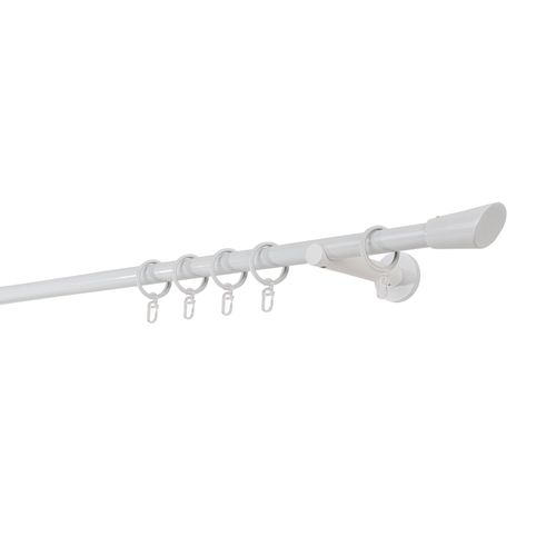 4066866118323 - Ondeco - Gardinenstange auf Maß 20mm Rag 1-lauf Vorhangstange Wandträger 12cm Stilgarnitur mit Ringen für Vorhänge - Weiß - 130cm 4066866118323 - Ondeco - Gardinenstange auf Maß 20mm Rag 1-lauf Vorhangstange Wandträger 12cm Stilgarnitur mit Ringen für Vorhänge - Weiß - 130cm