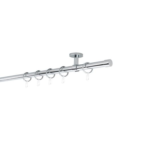 4066866158527 - Ondeco - Gardinenstange auf Maß 20mm Cap 1-lauf Vorhangstange Deckenträger 4cm Stilgarnitur mit Ringen für Vorhänge - Chrom - 340cm 4066866158527 - Ondeco - Gardinenstange auf Maß 20mm Cap 1-lauf Vorhangstange Deckenträger 4cm Stilgarnitur mit Ringen für Vorhänge - Chrom - 340cm