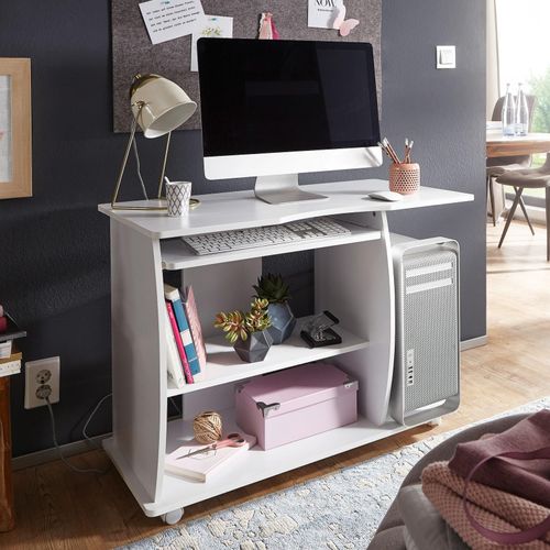 4250950201798 - Computertisch grasse rollbar Weiß 90 x 71 x 50 cm mit Tastaturauszug Laptop Tisch auf feststellbaren Rollen PC-Tisch mit Drucker-Ablage platzsparend 4250950201798 - Computertisch grasse rollbar Weiß 90 x 71 x 50 cm mit Tastaturauszug Laptop Tisch auf feststellbaren Rollen PC-Tisch mit Drucker-Ablage platzsparend