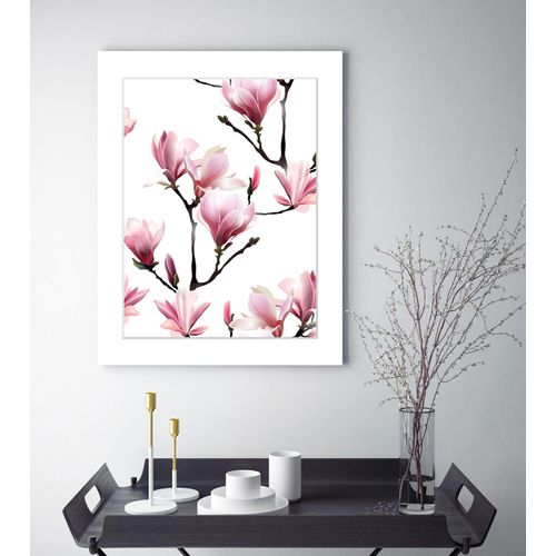 4049009897743 - Bild QUEENCE Estelle Bilder Gr B H 40 cm x 50 cm Wandbild Blumen Hochformat rosa (weiß) Kunstdrucke gerahmt Blumen