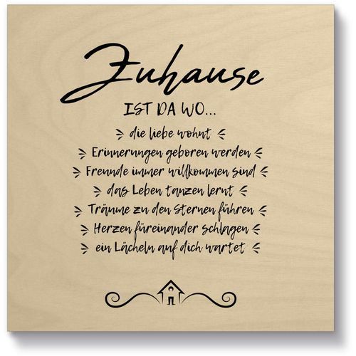 4062144833728 - Holzbild ARTLAND Zuhause II Bilder Gr B H T 15 cm x 15 cm x 21 cm Sprüche & Texte quadratisch 1 St beige (natur) Holzbilder