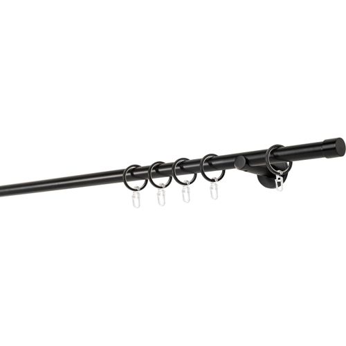 4066866101622 - Ondeco - Gardinenstange auf Maß 20mm Cap 1-lauf Vorhangstange Wandträger 65cm Stilgarnitur mit Ringen für Vorhänge - Schwarz - 170cm 4066866101622 - Ondeco - Gardinenstange auf Maß 20mm Cap 1-lauf Vorhangstange Wandträger 65cm Stilgarnitur mit Ringen für Vorhänge - Schwarz - 170cm