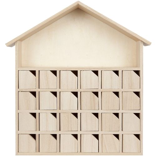 4058896138105 - Adventskalender Haus aus Holz mit Türchen 32 x 7 x 34 cm