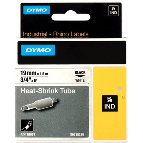 0071701180575 - DYMO Rhino Industrie Schrumpfschlauch-Kabeletiketten | 19 mm x 15 m | schwarze Schrift auf weißem Untergrund | selbstklebend 0071701180575 - DYMO Rhino Industrie Schrumpfschlauch-Kabeletiketten | 19 mm x 15 m | schwarze Schrift auf weißem Untergrund | selbstklebend