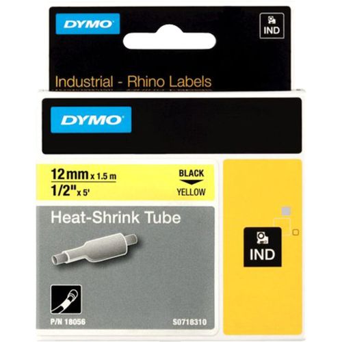 0071701180568 - DYMO Rhino Industrie Schrumpfschlauch-Kabeletiketten | 12 mm 15 m | Schwarz auf gelb | für Rhino Beschriftungsgerät 0071701180568 - DYMO Rhino Industrie Schrumpfschlauch-Kabeletiketten | 12 mm 15 m | Schwarz auf gelb | für Rhino Beschriftungsgerät
