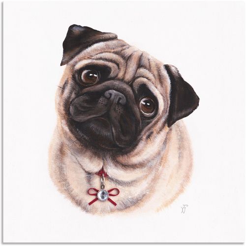 4057738387701 - Wandbild ARTLAND Mops mit Diamanten Bilder Gr B H 40 cm x 40 cm Alu-Dibond-Druck Hundebilder quadratisch 1 St schwarz Kunstdrucke als Alubild Leinwandbild Wandaufkleber oder Poster in versch Größen
