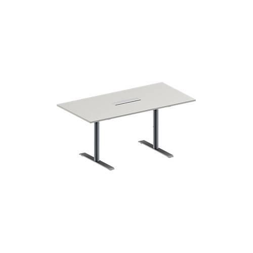 4251898817010 - Genius Konferenztisch MODENA FLEX 6-fach Anschluss Rechteck T-Fuß Rundrohr B 1600 x T 800 x H 650-850 mm lichtgrau weißalu 4251898817010 - Genius Konferenztisch MODENA FLEX 6-fach Anschluss Rechteck T-Fuß Rundrohr B 1600 x T 800 x H 650-850 mm lichtgrau weißalu