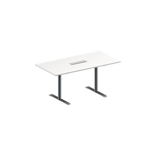 4251898817133 - Genius Konferenztisch MODENA FLEX 6-fach Anschluss Rechteck T-Fuß Rundrohr B 1600 x T 800 x H 650-850 mm weiß weißalu 4251898817133 - Genius Konferenztisch MODENA FLEX 6-fach Anschluss Rechteck T-Fuß Rundrohr B 1600 x T 800 x H 650-850 mm weiß weißalu