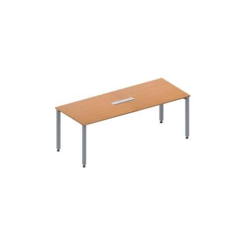 4251898816471 - Genius Konferenztisch MODENA FLEX 6-fach Anschluss Rechteck 4-Fuß Quadratrohr B 2000 x T 800 x H 720-840 mm Buche weißalu