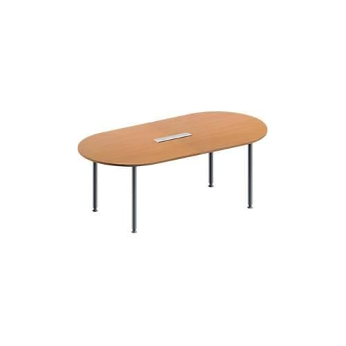 4251898815726 - Genius Konferenztisch MODENA FLEX 6-fach Anschluss Oval 4-Fuß Rundrohr B 2000 x T 1000 x H 720-840 mm Buche weißalu 4251898815726 - Genius Konferenztisch MODENA FLEX 6-fach Anschluss Oval 4-Fuß Rundrohr B 2000 x T 1000 x H 720-840 mm Buche weißalu
