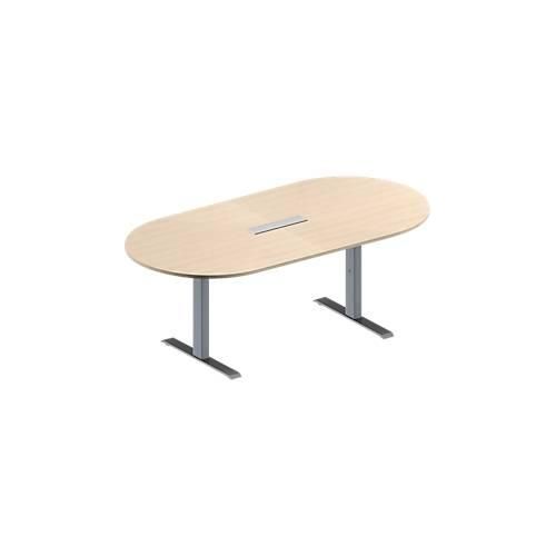 4251898818086 - Genius Konferenztisch MODENA FLEX 6-fach Anschluss Oval T-Fuß Rechteckrohr B 2000 x T 1000 x H 650-850 mm Ahorn weißalu 4251898818086 - Genius Konferenztisch MODENA FLEX 6-fach Anschluss Oval T-Fuß Rechteckrohr B 2000 x T 1000 x H 650-850 mm Ahorn weißalu