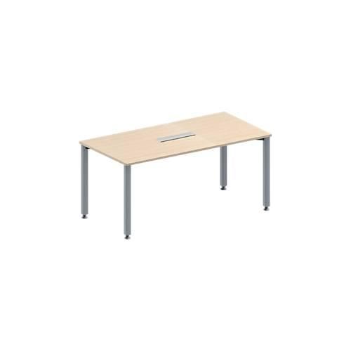 4251898816297 - Genius Konferenztisch MODENA FLEX 6-fach Anschluss Rechteck 4-Fuß Quadratrohr B 1600 x T 800 x H 720-840 mm Ahorn weißalu