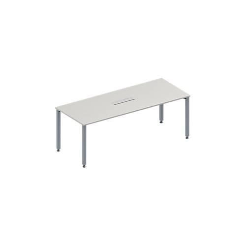 4251898816419 - Genius Konferenztisch MODENA FLEX 6-fach Anschluss Rechteck 4-Fuß Quadratrohr B 2000 x T 800 x H 720-840 mm lichtgrau weißalu