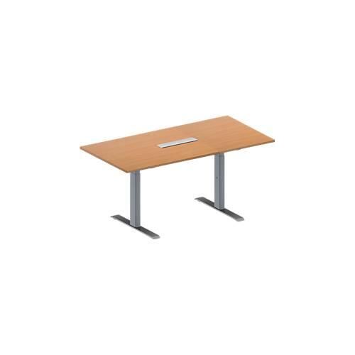 4251898817812 - Genius Konferenztisch MODENA FLEX 6-fach Anschluss Rechteck T-Fuß Rechteckrohr B 1600 x T 800 x H 650-850 mm Buche weißalu