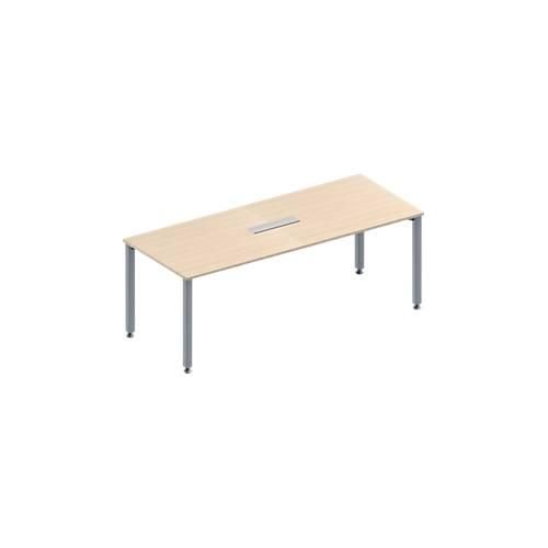 4251898816440 - Genius Konferenztisch MODENA FLEX 6-fach Anschluss Rechteck 4-Fuß Quadratrohr B 2000 x T 800 x H 720-840 mm Ahorn weißalu