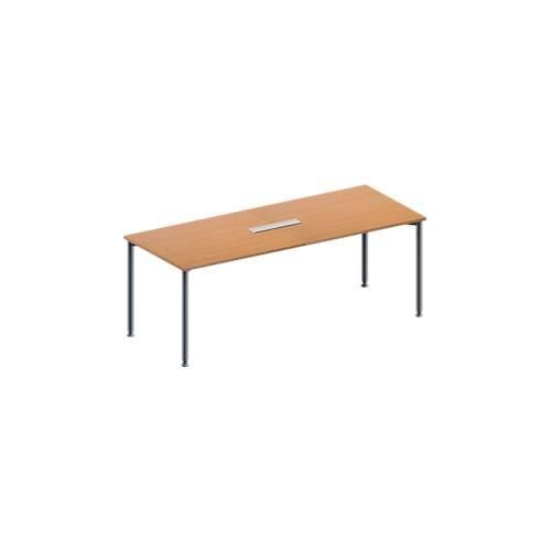 4251898815870 - Genius Konferenztisch MODENA FLEX 6-fach Anschluss Rechteck 4-Fuß Rundrohr B 2000 x T 800 x H 720-840 mm Buche weißalu 4251898815870 - Genius Konferenztisch MODENA FLEX 6-fach Anschluss Rechteck 4-Fuß Rundrohr B 2000 x T 800 x H 720-840 mm Buche weißalu