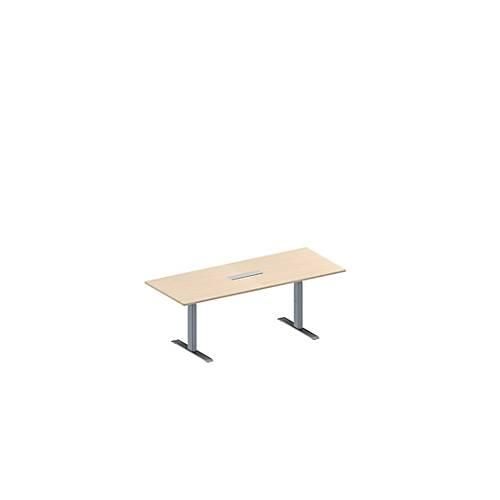 4251898817935 - Genius Konferenztisch MODENA FLEX 6-fach Anschluss Rechteck T-Fuß Rechteckrohr B 2000 x T 800 x H 650-850 mm Ahorn weißalu