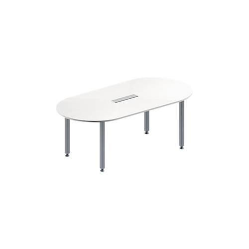 4251898816686 - Genius Konferenztisch MODENA FLEX 6-fach Anschluss Oval 4-Fuß Quadratrohr B 2000 x T 1000 x H 720-840 mm weiß weißalu