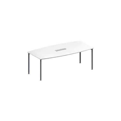 4251898816082 - Genius Konferenztisch MODENA FLEX 6-fach Tischanschlussfeld Boot 4-Fuß Rundrohr B 2000 x H 720-840 mm weiß weißaluminium RAL 9006