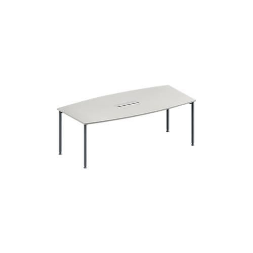 4251898815962 - Genius Konferenztisch MODENA FLEX 6-fach Anschluss Boot 4-Fuß Rundrohr B 2000 x H 720-840 mm lichtgrau weißalu 4251898815962 - Genius Konferenztisch MODENA FLEX 6-fach Anschluss Boot 4-Fuß Rundrohr B 2000 x H 720-840 mm lichtgrau weißalu