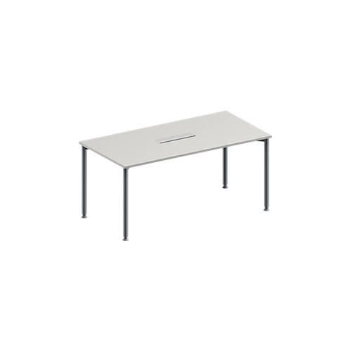 4251898815511 - Genius Konferenztisch 6-fach Anschluss Rechteck 4-Fuß Rundrohr B 1600 x T 800 x H 720-840 mm lichtgrau weißalu 4251898815511 - Genius Konferenztisch 6-fach Anschluss Rechteck 4-Fuß Rundrohr B 1600 x T 800 x H 720-840 mm lichtgrau weißalu