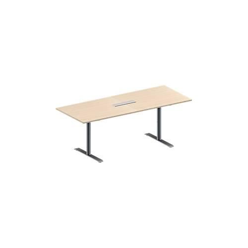 4251898817195 - Genius Konferenztisch MODENA FLEX 6-fach Anschluss Rechteck T-Fuß Rundrohr B 2000 x T 800 x H 650-850 mm Ahorn weißalu 4251898817195 - Genius Konferenztisch MODENA FLEX 6-fach Anschluss Rechteck T-Fuß Rundrohr B 2000 x T 800 x H 650-850 mm Ahorn weißalu