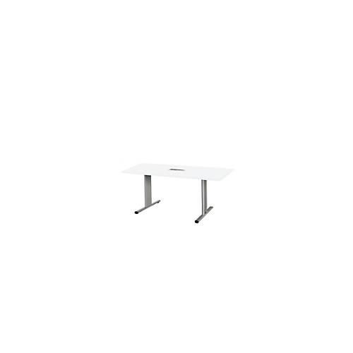 4250510936214 - Select Besprechungstisch Planova Basic mit Tischanschlussfeld Rechteck T-Fuß B 1600 x T 800 x H 717 mm weiß weißaluminium RAL 9006