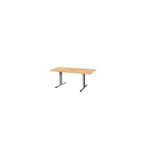 4250510825938 - Select Besprechungstisch Planova Basic mit Tischanschlussfeld Rechteck T-Fuß B 1600 x T 800 x H 717 mm Buche weißaluminium RAL 9006
