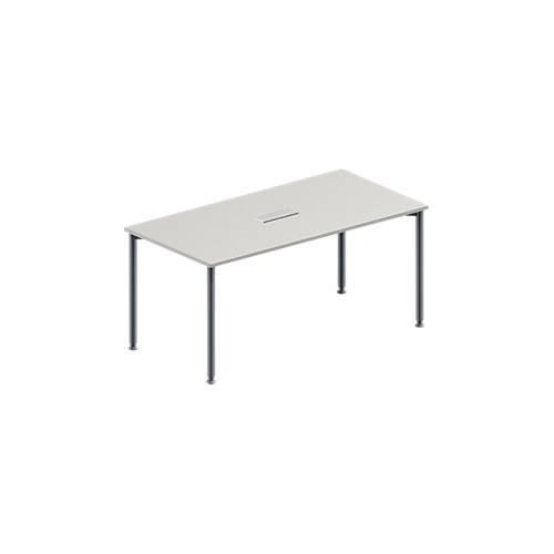 4251898815504 - Genius Konferenztisch 3-fach Anschluss Rechteck 4-Fuß Rundrohr B 1600 x T 800 x H 720-840 mm lichtgrau weißalu 4251898815504 - Genius Konferenztisch 3-fach Anschluss Rechteck 4-Fuß Rundrohr B 1600 x T 800 x H 720-840 mm lichtgrau weißalu