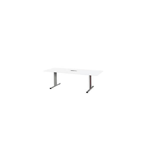 4250510830666 - Select Besprechungstisch Planova Basic mit Tischanschlussfeld Rechteck T-Fuß B 2000 x T 800 x H 717 mm weiß weißaluminium RAL 9006