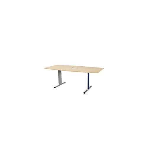 4250510825808 - Select Besprechungstisch Planova Basic mit Tischanschlussfeld Boot T-Fuß B 2000 x T 1000 x H 717 mm Ahorn weißaluminium RAL 9006