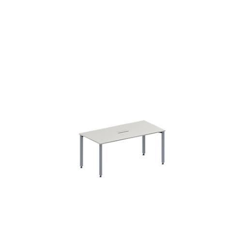 4251898816259 - Genius Konferenztisch MODENA FLEX 3-fach Anschluss Rechteck 4-Fuß Quadratrohr B 1600 x T 800 x H 720-840 mm lichtgrau weißalu