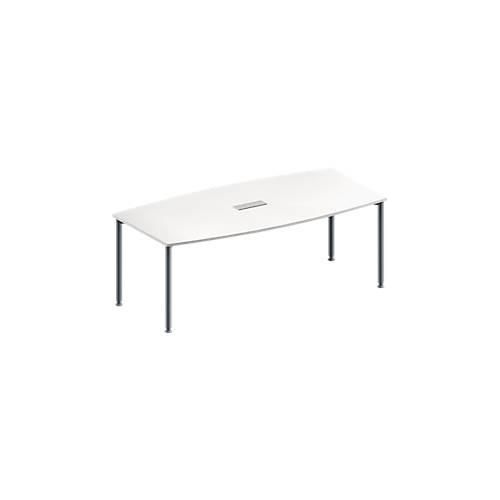 4251898816075 - Genius Konferenztisch MODENA FLEX 3-fach Tischanschlussfeld Boot 4-Fuß Rundrohr B 2000 x H 720-840 mm weiß weißaluminium RAL 9006 4251898816075 - Genius Konferenztisch MODENA FLEX 3-fach Tischanschlussfeld Boot 4-Fuß Rundrohr B 2000 x H 720-840 mm weiß weißaluminium RAL 9006